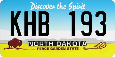 ND license plate KHB193