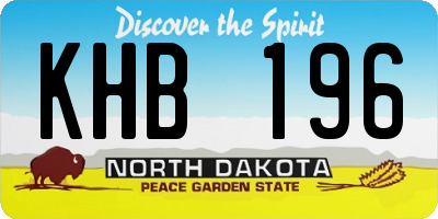 ND license plate KHB196