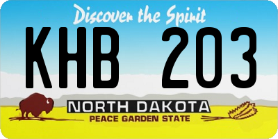 ND license plate KHB203
