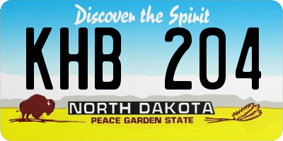 ND license plate KHB204