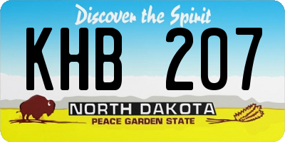ND license plate KHB207