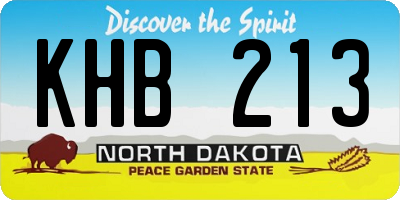 ND license plate KHB213