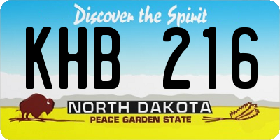 ND license plate KHB216