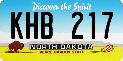 ND license plate KHB217