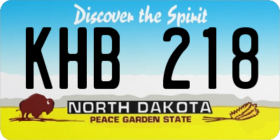 ND license plate KHB218