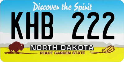 ND license plate KHB222