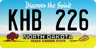 ND license plate KHB226