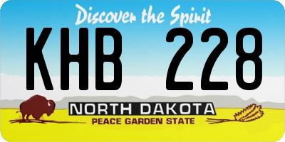 ND license plate KHB228