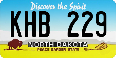 ND license plate KHB229