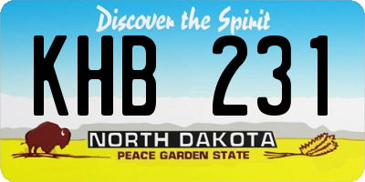 ND license plate KHB231