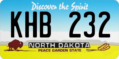 ND license plate KHB232