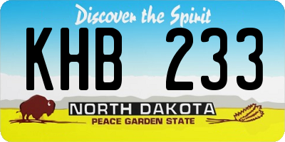 ND license plate KHB233