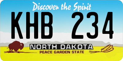 ND license plate KHB234