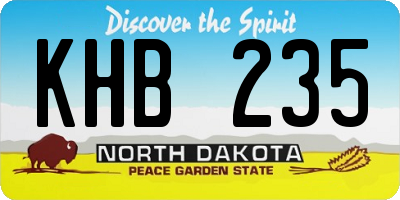ND license plate KHB235
