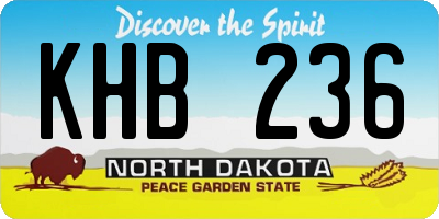 ND license plate KHB236