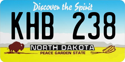ND license plate KHB238