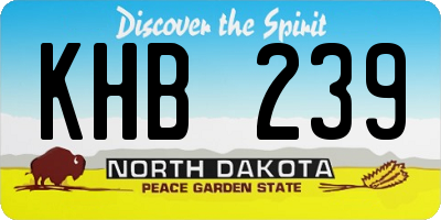 ND license plate KHB239