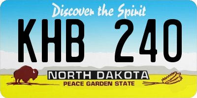 ND license plate KHB240