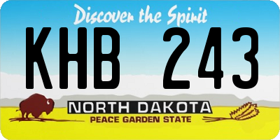 ND license plate KHB243