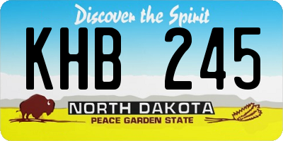 ND license plate KHB245