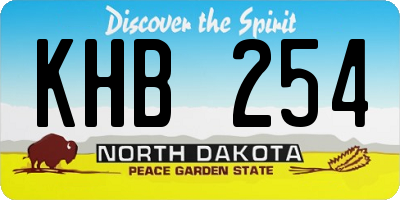 ND license plate KHB254