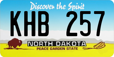ND license plate KHB257