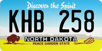 ND license plate KHB258