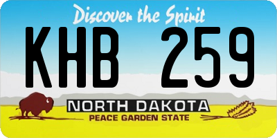 ND license plate KHB259