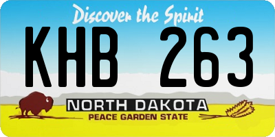 ND license plate KHB263