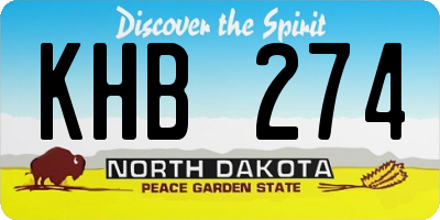 ND license plate KHB274