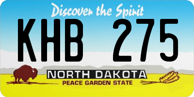 ND license plate KHB275