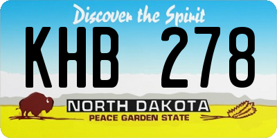 ND license plate KHB278