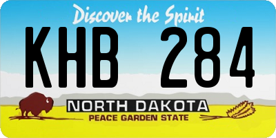 ND license plate KHB284