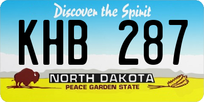 ND license plate KHB287
