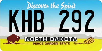 ND license plate KHB292