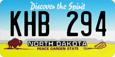 ND license plate KHB294