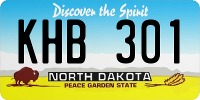 ND license plate KHB301