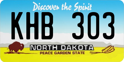 ND license plate KHB303