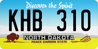ND license plate KHB310