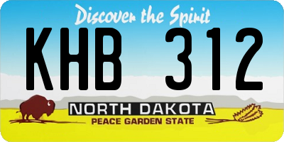 ND license plate KHB312