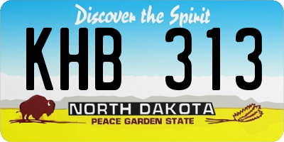 ND license plate KHB313