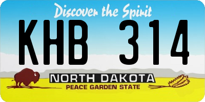 ND license plate KHB314