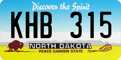 ND license plate KHB315