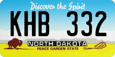 ND license plate KHB332