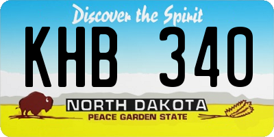 ND license plate KHB340