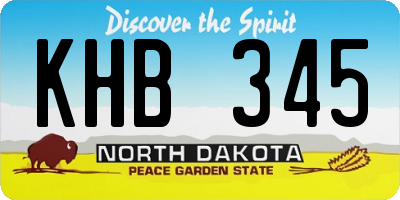 ND license plate KHB345