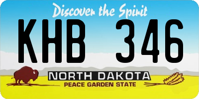 ND license plate KHB346