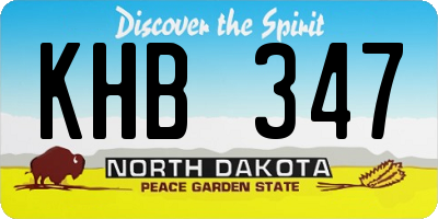 ND license plate KHB347