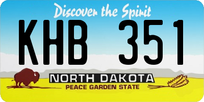 ND license plate KHB351