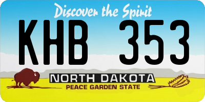 ND license plate KHB353